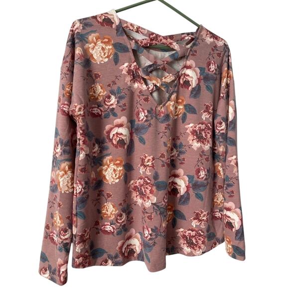 The Line of Style NWT Womens M Cottagecore Floral Criss Cross Back Boho Top Boho - Picture 4 of 10